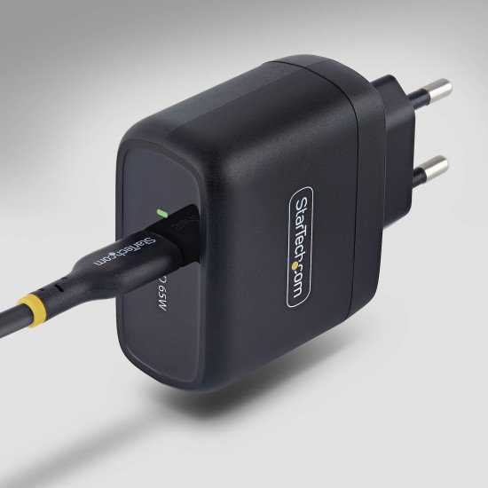StarTech.com Chargeur PC Portable USB-C 65W, Chargeur Mural GaN Compact Pour Dell, XPS, HP ProBook, MacBook Pro, Surface Pro, Noir
