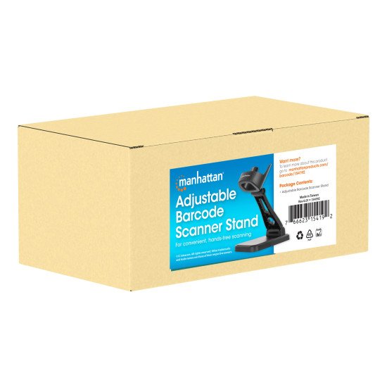 Manhattan Support réglable pour scanner codes-barres, hauteur et inclinaison réglables, compatible 153997/154116/154185, noir, garantie à vie