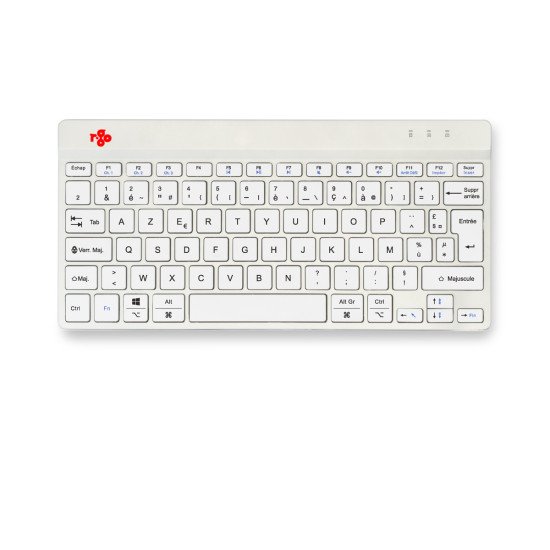 R-Go Tools Clavier ergonomique R-Go Compact Break, clavier compact avec logiciel de pause,AZERTY (FR), Bluetooth, blanc