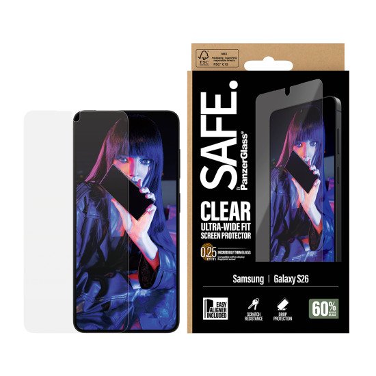 PanzerGlass SAFE. by ® Screen Protector Samsung Galaxy S26 | Ultra-Wide Fit w. EasyAligner Protection d'écran transparent 1 pièce(s)