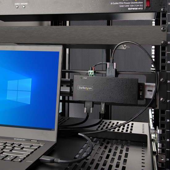 StarTech.com Hub Industriel USB 10Gbps à 7 Ports avec Adaptateur d'Alimentation, Métal, Montable, 5 Ports USB-A et 2 Ports USB-C en Aval, Protection ESD, Hub USB Alimenté, TAA