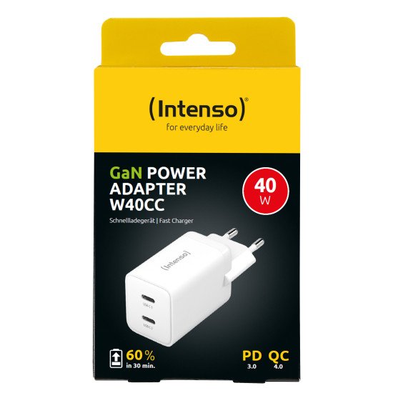 Intenso POWER ADAPTER 2XUSB-C GAN/7804012 Universel Blanc Secteur Charge rapide Intérieure