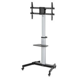 Manhattan Support sur roulettes pour TV/moniteurs, écrans 37" à 86", inclinaison -10 à 5°, rotation 90°, Compatibilité VESA : de 200x200 à 600x400 mm (vérifiez les dimensions des quatre trous de fixation à l'arrière), charge max. 50 kg