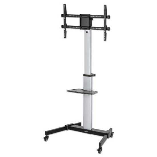 Manhattan Support sur roulettes pour TV/moniteurs, écrans 37" à 86", inclinaison -10 à 5°, rotation 90°, Compatibilité VESA : de 200x200 à 600x400 mm (vérifiez les dimensions des quatre trous de fixation à l'arrière), charge max. 50 kg