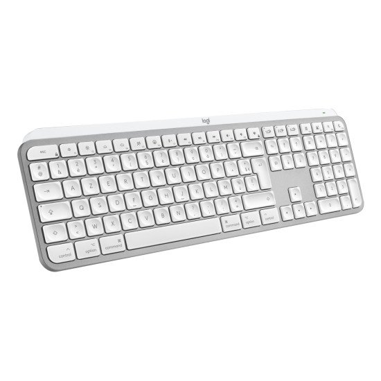 Logitech Master MX Keys S for Mac clavier Bureau RF sans fil + Bluetooth AZERTY Français Aluminium, Blanc
