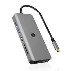 ICY BOX IB-DK4061-CPD Avec fil USB 3.2 Gen 1 (3.1 Gen 1) Type-C Gris