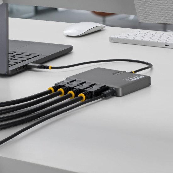 StarTech.com QUAD-USB-DP-ADAPT station d'accueil Avec fil USB 3.2 Gen 1 (3.1 Gen 1) Type-C Gris