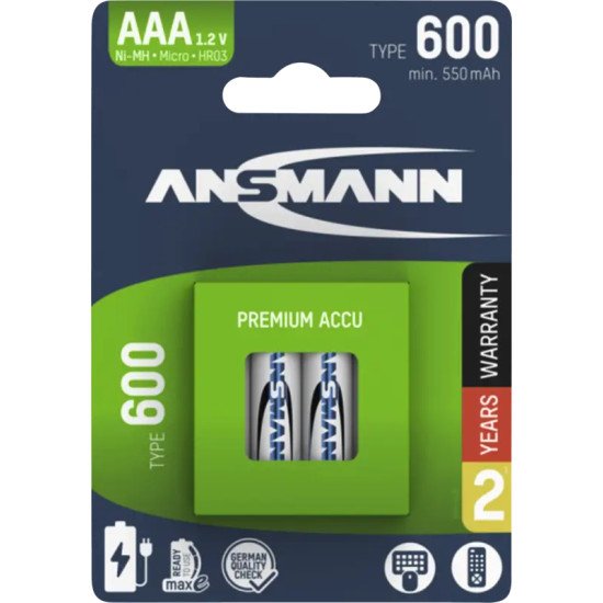 Ansmann 1311-0022 pile domestique Batterie rechargeable AAA Hybrides nickel-métal (NiMH)