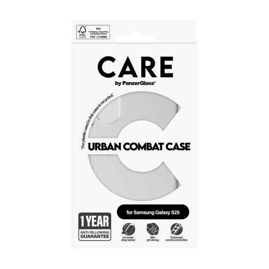 PanzerGlass CARE by ® Flagship Case Transparent Urban Combat w. Clear Frame Samsung Galaxy S25 coque de protection pour téléphones portables Housse PanzerGlass CARE by ® Flagship Case Transparent Urban Combat w. Clear Frame Samsung Galaxy S25 coque de protection pour téléphones portables Housse