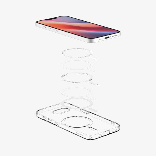 Spigen Liquid Crystal (MagFit) coque de protection pour téléphones portables 15,5 cm (6.1") Housse Transparent, Blanc Spigen Liquid Crystal (MagFit) coque de protection pour téléphones portables 15,5 cm (6.1") Housse Transparent, Blanc