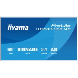 iiyama LH5581UHSG-1AG Écran d'affichage dynamique Écran plat interactif 138,7 cm (54.6") Wifi 500 cd/m² 4K Ultra HD Blanc Intégré dans le processeur Android 10 24/7