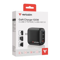 Verbatim GaN Charger 100W Universel Noir Secteur Charge rapide Intérieure