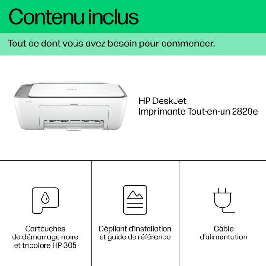 HP DeskJet Imprimante Tout-en-un 2820e, Couleur, Imprimante pour Domicile, Impression, copie, numérisation, Numérisation vers PDF