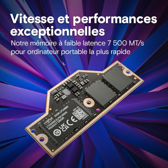 Crucial CT32G75C2LP5X module de mémoire 32 Go 1 x 32 Go LPDDR5X 7500 MT/s Crucial CT32G75C2LP5X module de mémoire 32 Go 1 x 32 Go LPDDR5X 7500 MT/s