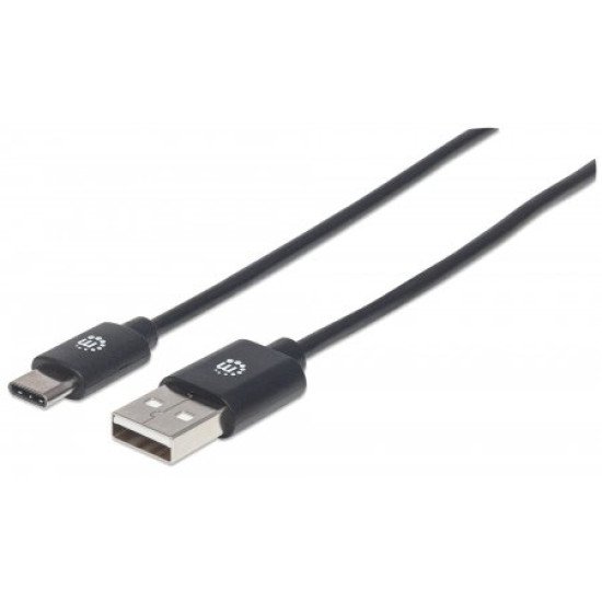 Manhattan Câble USB-C vers USB-A, 50 cm, mâle à mâle, 480 Mbit/s (USB 2.0), noir, garantie à vie, équivalent à USB2AC50CM