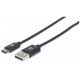 Manhattan Câble USB-C vers USB-A, 50 cm, mâle à mâle, 480 Mbit/s (USB 2.0), noir, garantie à vie, équivalent à USB2AC50CM