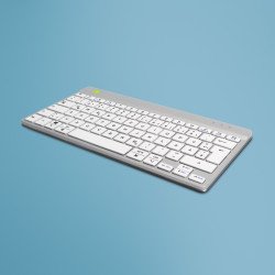 R-Go Tools Clavier ergonomique R-Go Compact Break, clavier compact avec logiciel de pause,QWERTZ (DE), Bluetooth, blanc
