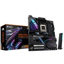 GIGABYTE X870E AORUS XTREME AI TOP Carte mère - Compatible avec les processeurs AMD Ryzen série 9000, VRM 18+2+2 phases, jusqu'à 8800 MHz DDR5 (OC), 1xPCIe 5.0 M.2 + 3xPCIe 4.0 M.2, WI-FI 7, LAN 10 GbE, USB 4 GIGABYTE X870E AORUS XTREME AI TOP Carte mère - Compatible avec les processeurs AMD Ryzen série 9000, VRM 18+2+2 phases, jusqu'à 8800 MHz DDR5 (OC), 1xPCIe 5.0 M.2 + 3xPCIe 4.0 M.2, WI-FI 7, LAN 10 GbE, USB 4