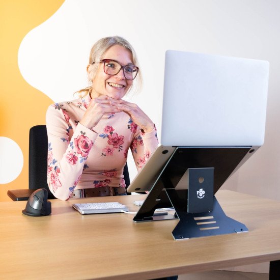 R-Go Tools Support pour ordinateur portable R-Go Riser Document, ergonomique, pliable et réglable avec porte-documents, noir