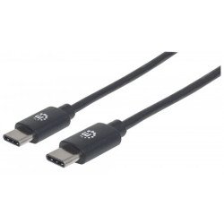 Manhattan Câble USB-C vers USB-C, 50 cm, mâle à mâle, 480 Mbit/s (USB 2.0), noir, garantie à vie, équivalent à USB2CC50CM