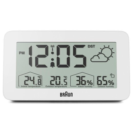 Braun BC13WP-DCF réveille-matin Réveil numérique Blanc