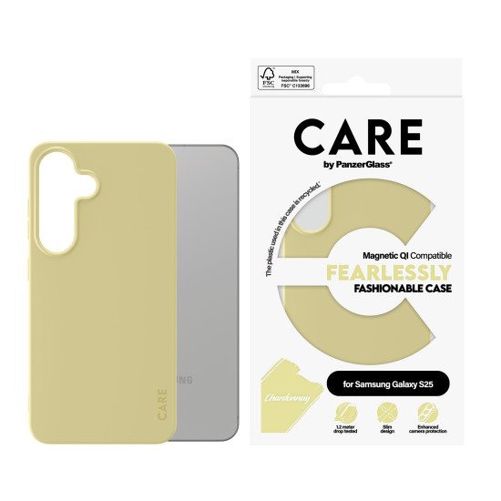 PanzerGlass CARE by ® Fashionable Case Chardonnay w. Qi Compatible Samsung Galaxy S25 coque de protection pour téléphones portables Housse Jaune PanzerGlass CARE by ® Fashionable Case Chardonnay w. Qi Compatible Samsung Galaxy S25 coque de protection pour téléphones portables Housse Jaune