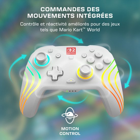 Turtle Beach Afterglow Wave Blanc Manette de gaming RGB sans fil Sous licence officielle pour Nintendo Switch 2