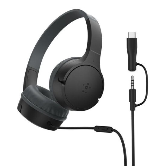 Belkin SoundForm Mini Casque Avec fil Arceau Appels/Musique USB Type-C Noir