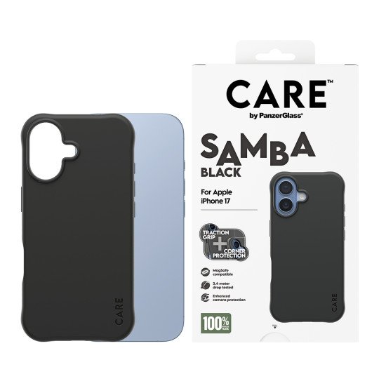 PanzerGlass CARE by ® Fashionable Case Samba Black w. MagSafe iPhone 17 coque de protection pour téléphones portables Housse Noir PanzerGlass CARE by ® Fashionable Case Samba Black w. MagSafe iPhone 17 coque de protection pour téléphones portables Housse Noir