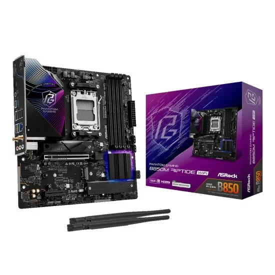 Asrock Phantom Gaming B850M Riptide WiFi AMD B850 Emplacement AM5 micro ATX Asrock Phantom Gaming B850M Riptide WiFi AMD B850 Emplacement AM5 micro ATX