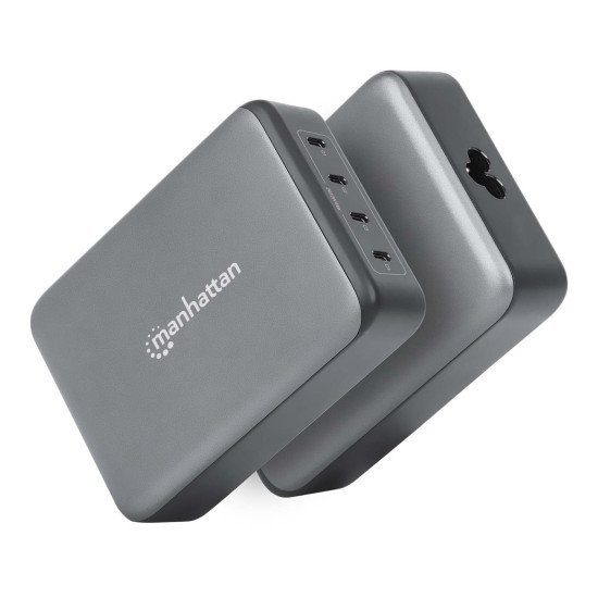 Manhattan Station de charge GaN USB Power Delivery à 4 ports, 240 W / PD 3.1, 4 ports USB-C PD jusqu'à 140 W par port, puissance totale de 240 W, noir