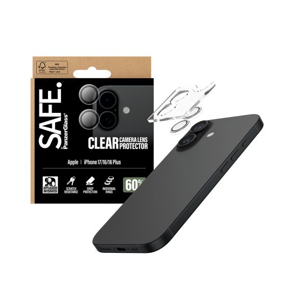 PanzerGlass SAFE. by ® Camera Lens Protector Transparent iPhone 17 | iPhone 16 | 16 Plus Protection d'écran transparent Apple 1 pièce(s)