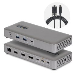 StarTech.com Station d'Accueil USB4, Double Sortie 4K Sans Pilote pour macOS et Windows, Station d'Accueil USB-C Universelle avec Chargeur d'Ordinateur Portable de 100W et 2,5GbE