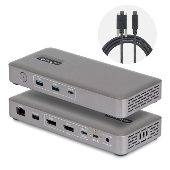 StarTech.com Station d'Accueil USB4, Double Sortie 4K Sans Pilote pour macOS et Windows, Station d'Accueil USB-C Universelle avec Chargeur d'Ordinateur Portable de 100W et 2,5GbE