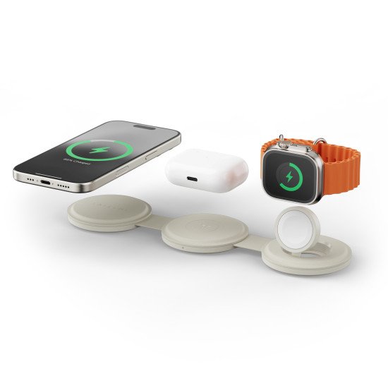 Satechi OntheGo 3-in-1 Casque, Smartphone, Smartwatch Blanc USB Recharge sans fil Charge rapide Intérieure