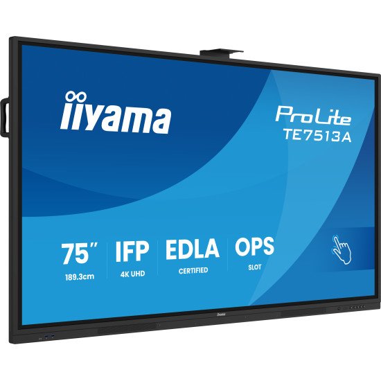 iiyama TE7513A-B2AG Écran d'affichage dynamique Écran plat interactif 190,5 cm (75") Wifi 500 cd/m² 4K Ultra HD Noir Écran tactile Intégré dans le processeur Android 24/7