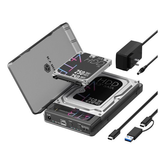ICY BOX IB-3882MSCL-CU31 Boîtier disque dur/SSD Noir M.2/2.5"/3.5"