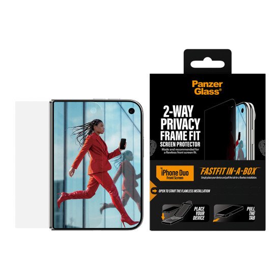 PanzerGlass ® 2-Way Privacy Front Screen Protector iPhone Duo | FRAME FIT w. FASTFIT IN-A-BOX Protection d'écran transparent 1 pièce(s)