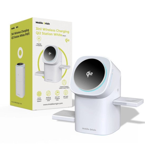 Mobile Origin WCHS-PW11-WHT chargeur d'appareils mobiles Smartphone, Smartwatch, Casques Blanc USB Recharge sans fil Charge rapide Intérieure
