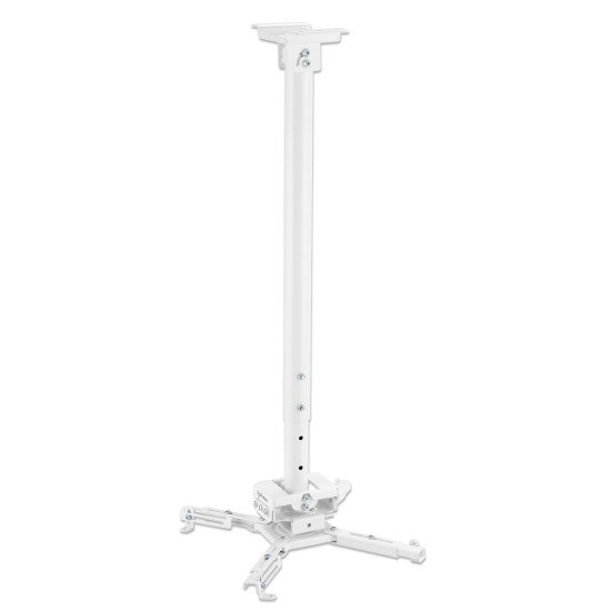 Manhattan Support de projecteur plafond, universel, Bras articulé, hauteur 745–1145 mm, charge max. 35 kg, blanc, rotation 360°, inclinaison ±20°, pivot ±8°