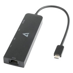 V7 Adaptateur Ethernet 2.5 G USB-C mâle vers USB-A femelle x 2, USB-C femelle x 1 , RJ45 femelle x 1 noir