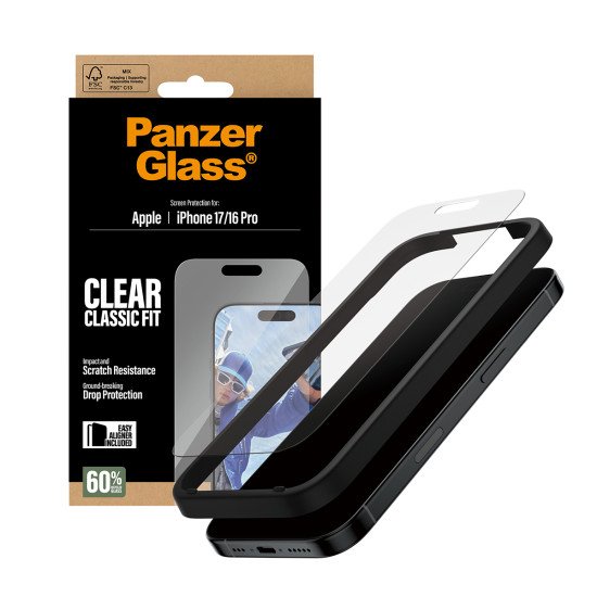 PanzerGlass ® Screen Protector iPhone 17 | iPhone 16 Pro | Classic Fit w. EasyAligner Protection d'écran transparent Apple 1 pièce(s)