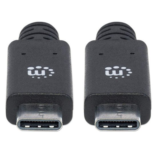 Manhattan Câble USB-C vers USB-C, 1 m, mâle à mâle, 10 Gbit/s (USB 3.2 Gen 2 / USB 3.1), 5 A (charge ultra-rapide), noir, garantie à vie, équivalent à USB31C5C1M
