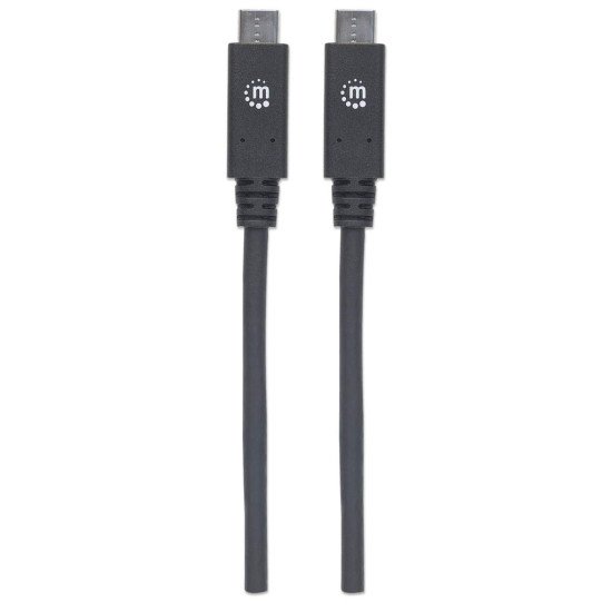 Manhattan Câble USB-C vers USB-C, 1 m, mâle à mâle, 10 Gbit/s (USB 3.2 Gen 2 / USB 3.1), 5 A (charge ultra-rapide), noir, garantie à vie, équivalent à USB31C5C1M