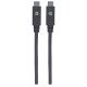 Manhattan Câble USB-C vers USB-C, 1 m, mâle à mâle, 10 Gbit/s (USB 3.2 Gen 2 / USB 3.1), 5 A (charge ultra-rapide), noir, garantie à vie, équivalent à USB31C5C1M