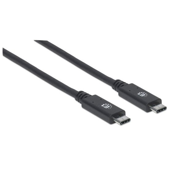 Manhattan Câble USB-C vers USB-C, 1 m, mâle à mâle, 10 Gbit/s (USB 3.2 Gen 2 / USB 3.1), 5 A (charge ultra-rapide), noir, garantie à vie, équivalent à USB31C5C1M