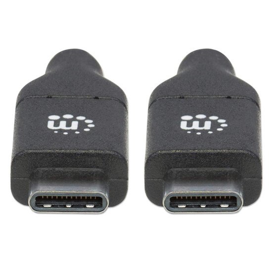 Manhattan Câble USB-C vers USB-C, 2 m, mâle à mâle, 480 Mbit/s (USB 2.0), 5 A (charge ultra-rapide), noir, garantie à vie, équivalent à USB2C5C2M