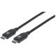 Manhattan Câble USB-C vers USB-C, 2 m, mâle à mâle, 480 Mbit/s (USB 2.0), 5 A (charge ultra-rapide), noir, garantie à vie, équivalent à USB2C5C2M