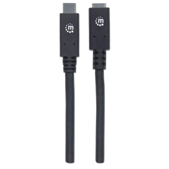 Manhattan Rallonge USB-C, 50 cm, mâle vers femelle, 10 Gbit/s (USB 3.2 Gen 2 / USB 3.1), 5 A (charge ultra-rapide), noir, garantie à vie