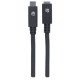 Manhattan Rallonge USB-C, 50 cm, mâle vers femelle, 10 Gbit/s (USB 3.2 Gen 2 / USB 3.1), 5 A (charge ultra-rapide), noir, garantie à vie